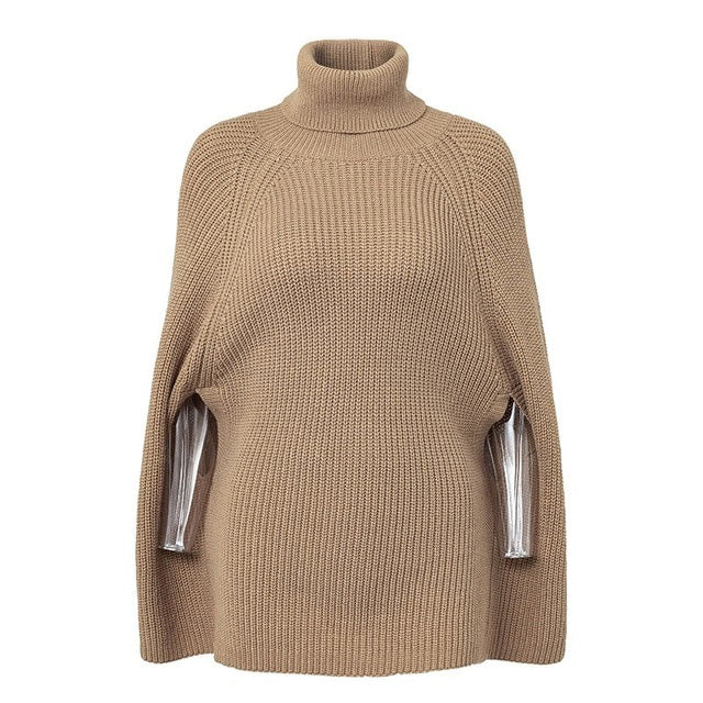 Turtleneck oversize knitted sweaters pullover