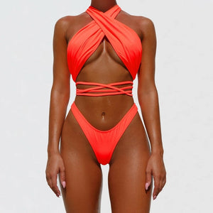 2020 Newest Hot Women Glitter Laser Bandage Bikini Set