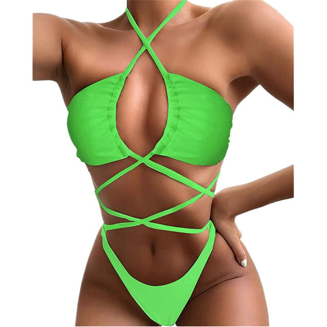 2020 Women Bikini Set Bandage Push-Up Padded Swimwear