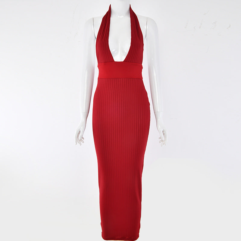 Halter Backless Sexy Knitted Pencil Dress