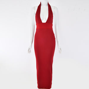 Halter Backless Sexy Knitted Pencil Dress